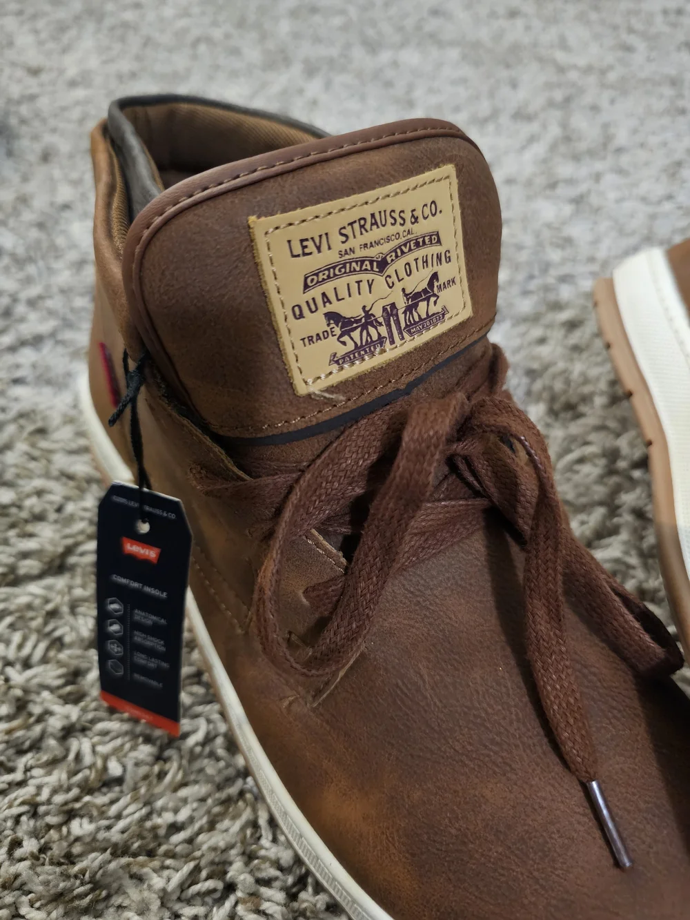 Levi's Men's Brown Lace-Up Boots with White Sole